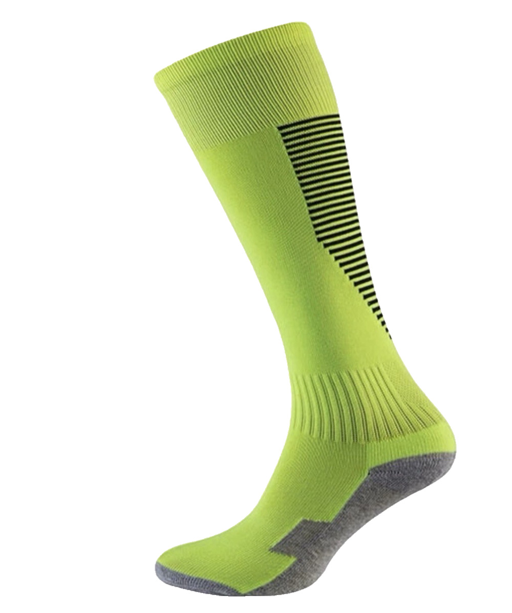 Guan Ke Sport Sock Unisex Neon Yellow /Black Back Horizontal Striping Adult OS